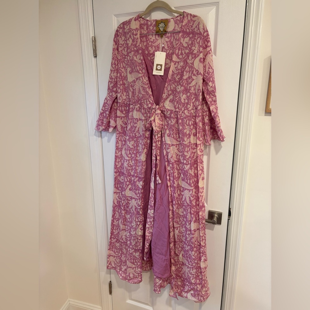 Tanavana Santorini dress with floral and bird print size XS